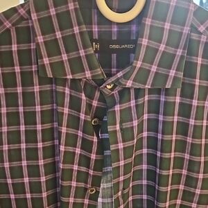DSQUARED2 Men's Plaid Shirt in Green and Purple